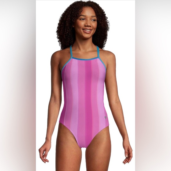 Speedo Women's Swimsuit One Piece Endurance X Back Printed Size Pink - Picture 1 of 5